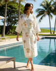 The Palm Whisper Hand Block-Printed Robe - 100% Cotton