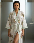 The Palm Whisper Hand Block-Printed Robe - 100% Cotton