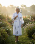 Ocean Bloom Hand Block-Printed Robe - 100% Cotton