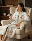 Willow Deer Robe Hand Block-Printed Robe - 100% Cotton