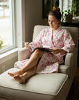 Elephant Picnic Hand Block-Printed Robe - 100% Cotton