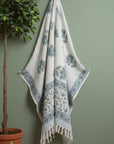 Azure Blossom Veil Throw in Signature Weave Cotton