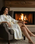 Golden Meadow Hand Block-Printed Robe - 100% Cotton