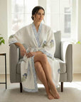 Ocean Bloom Hand Block-Printed Robe - 100% Cotton