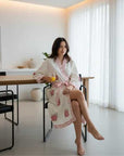 Rose Reverie Hand Block-Printed Robe - 100% Cotton