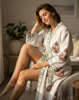 Morning Bloom Hand Block-Printed Robe - 100% Cotton
