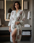 The Floral Retreat Hand Block-Printed Robe - 100% Cotton