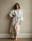 Grey Blush Hand Block-Printed Robe - 100% Cotton