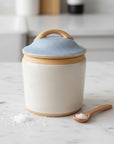 Canister, Ivory bottom-opal top- Medium