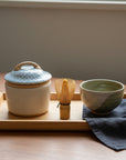 Canister, Ivory bottom-opal top- Small