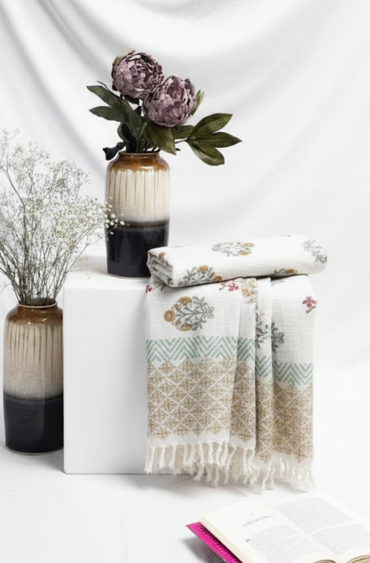 Throw Collection Handmade Botanical Harmony Throw – 100% Cotton Throws – Ginny and Daughters