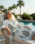 Boota Bleu Hand Block-Printed Robe - 100% Cotton