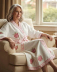 Rose Reverie Hand Block-Printed Robe - 100% Cotton