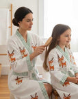 Willow Deer Robe Hand Block-Printed Robe - 100% Cotton