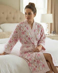 Elephant Picnic Hand Block-Printed Robe - 100% Cotton