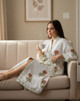 Amber Garden Hand Block-Printed Robe - 100% Cotton