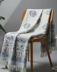 Azure Blossom Veil Throw in Signature Weave Cotton