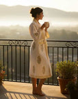 Golden Meadow Hand Block-Printed Robe - 100% Cotton