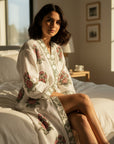 The Floral Retreat Hand Block-Printed Robe - 100% Cotton
