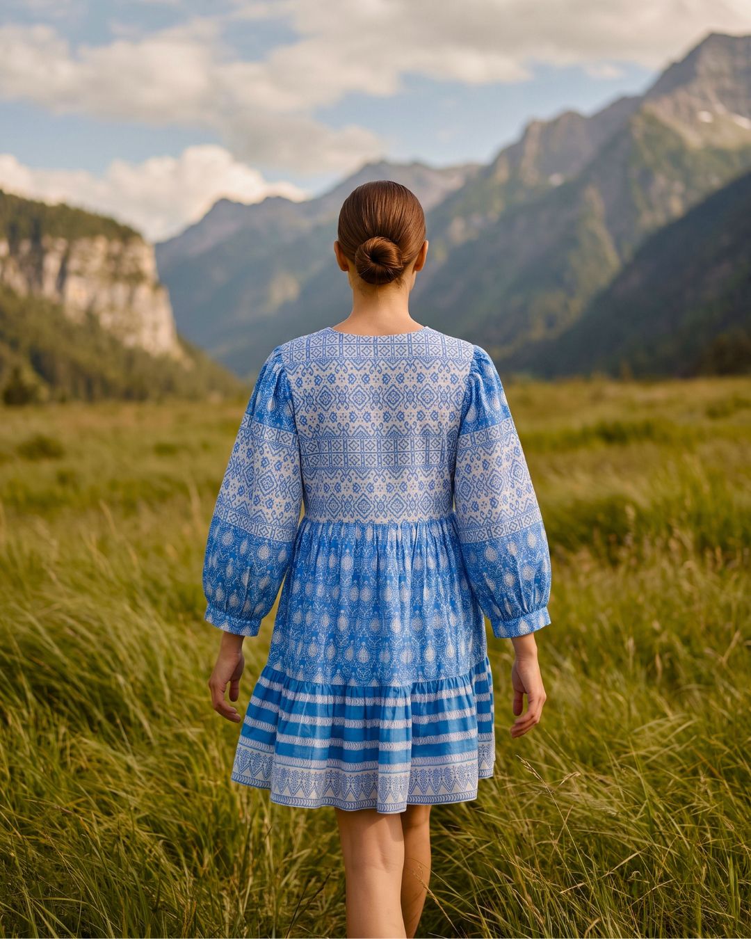 Deep Sea - Cotton Hand Block Printed Women’s Dress