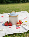 Canister, Ivory bottom-opal top- Medium