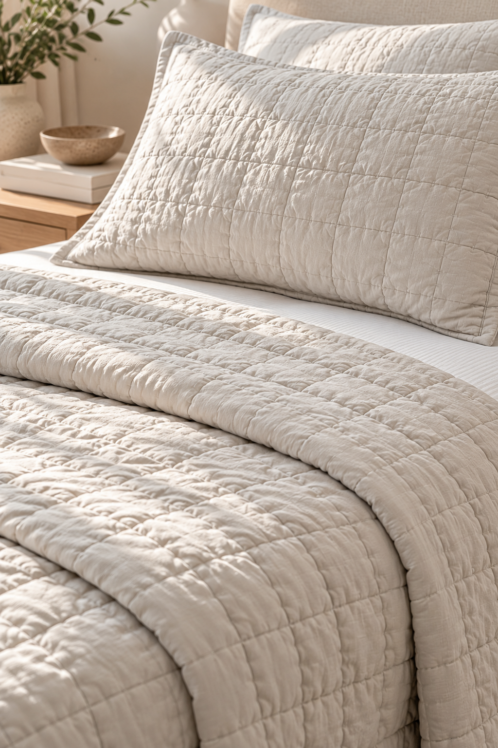 Luxe Stitch – Whisper Gray Hand Embroidered Cotton Quilt
