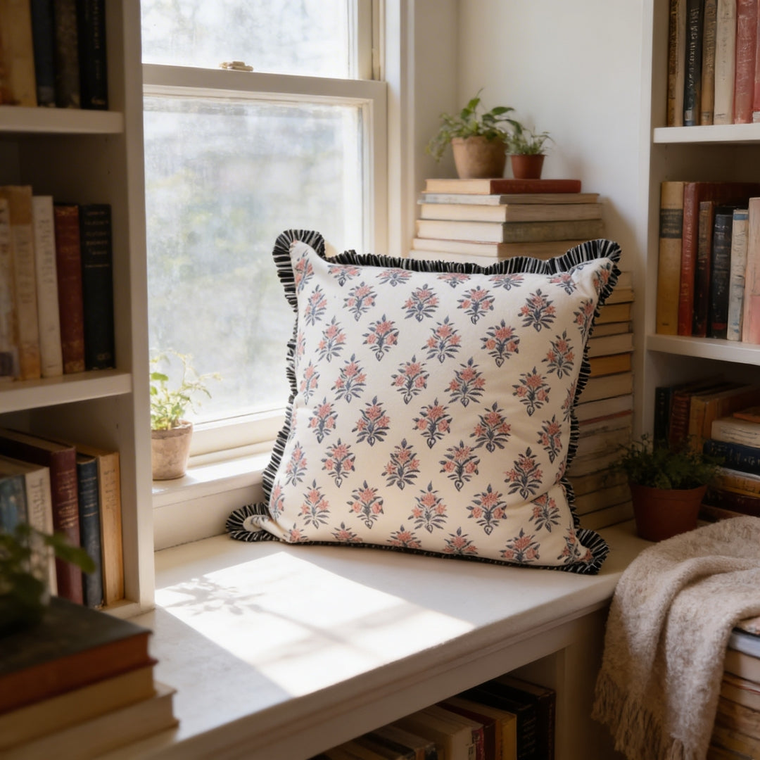 Navy Blossom Pillow