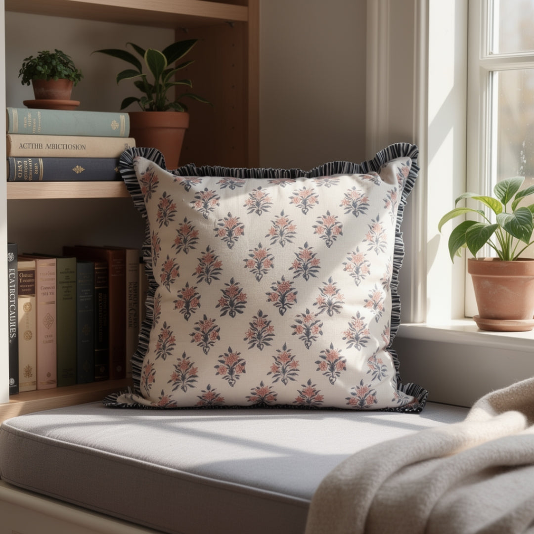 Navy Blossom Pillow