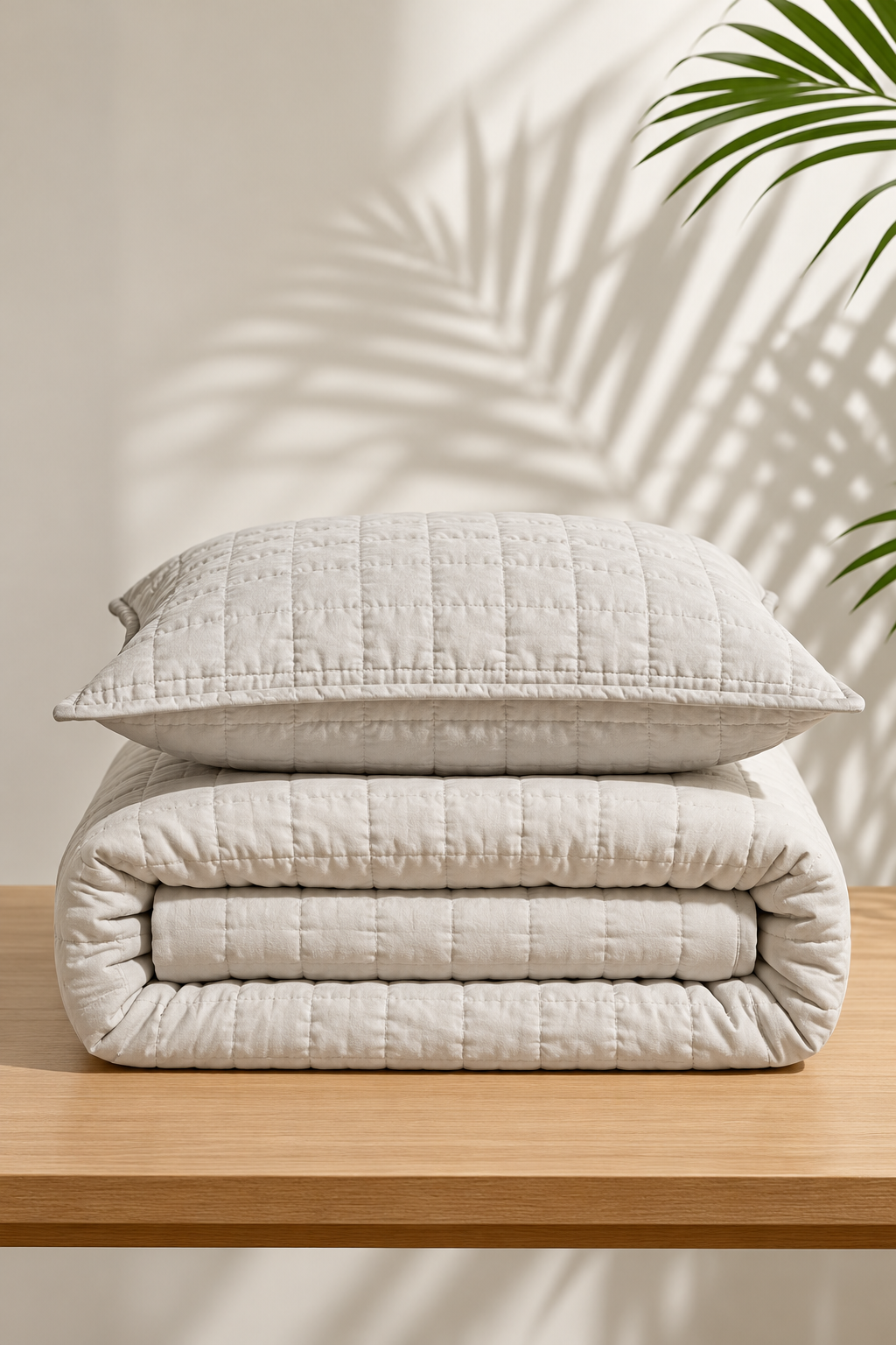 Luxe Stitch – Whisper Gray Hand Embroidered Cotton Quilt