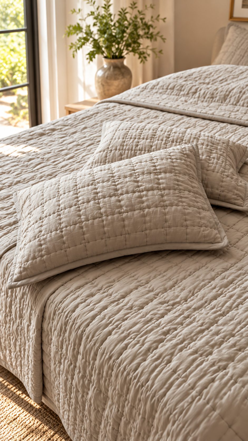 Luxe Stitch – Gray Hand Embroidered Cotton Quilt