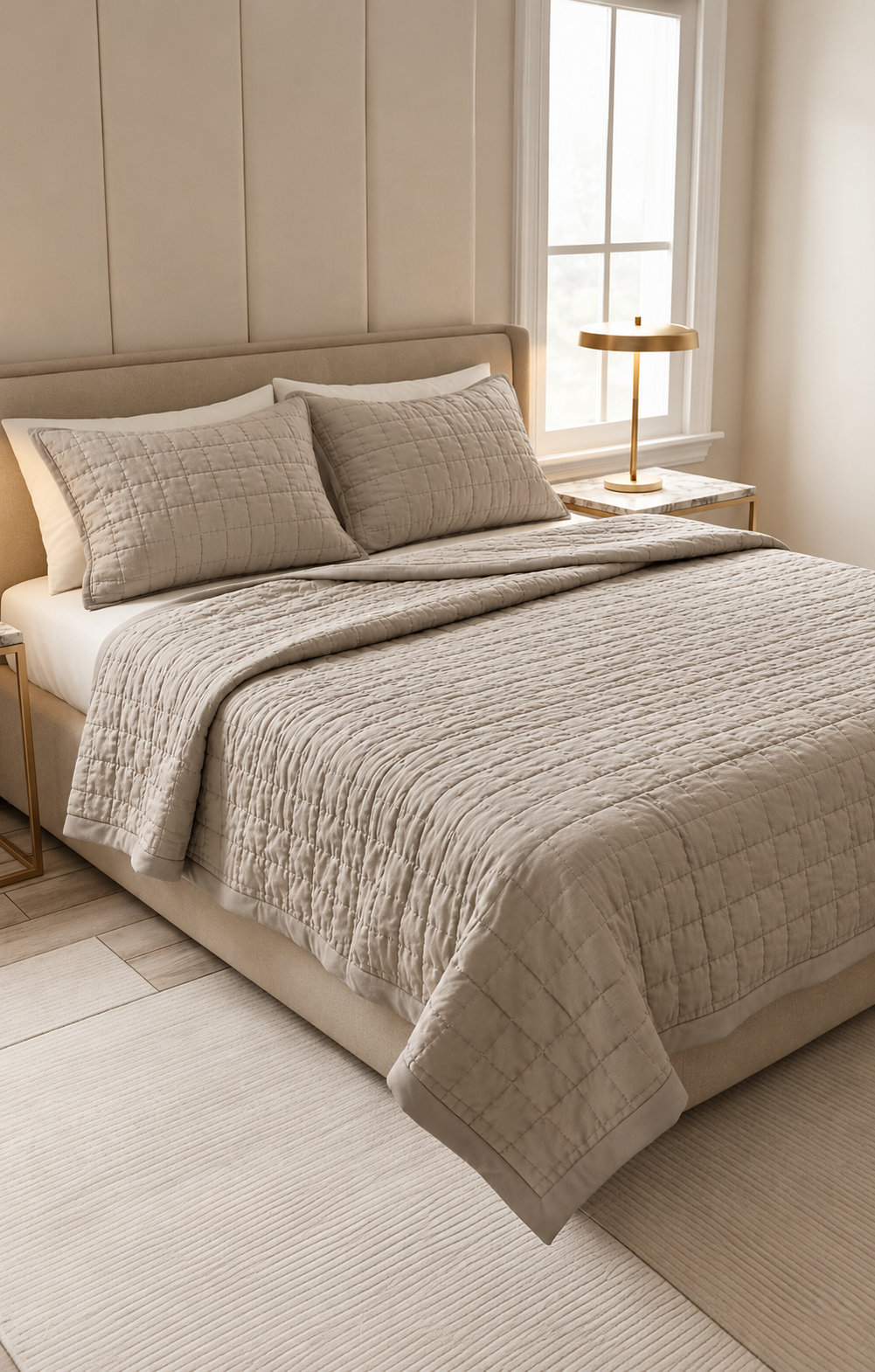 Luxe Stitch – Gray Hand Embroidered Cotton Quilt