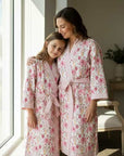 Sweet Affection Hand Block-Printed Robe - 100% Cotton